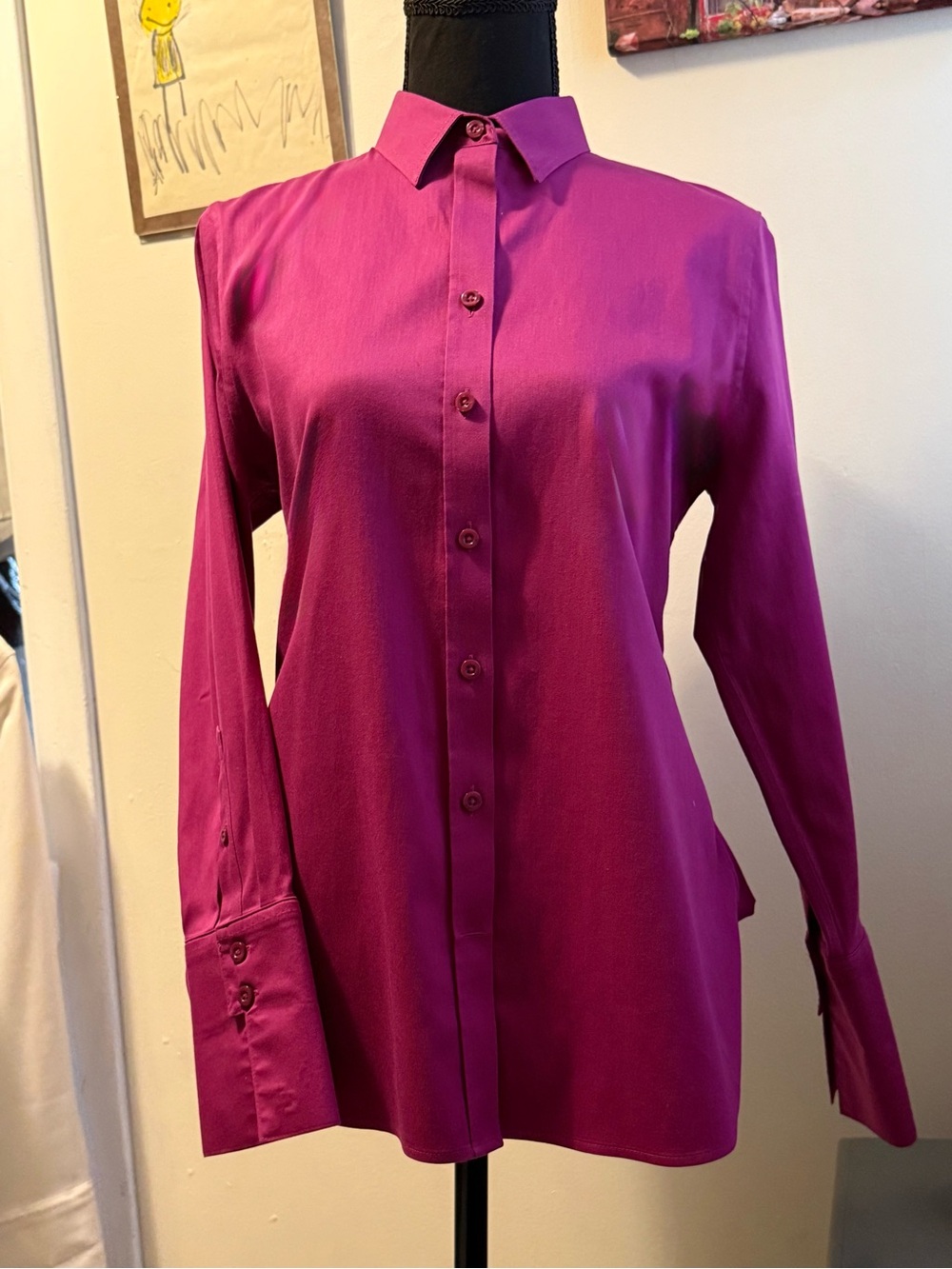 Fuchsia Button-Up Blouse